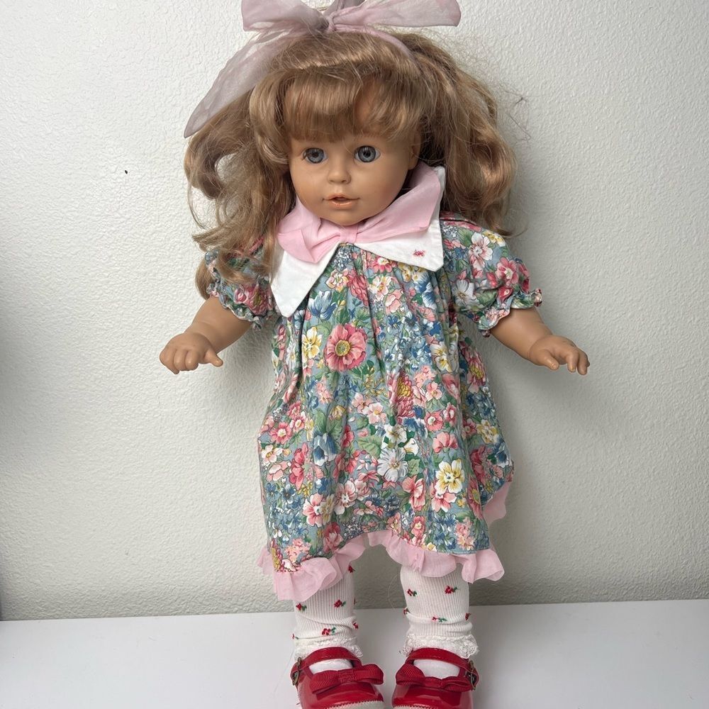 Cute Berenguer Plastic and Cloth Blonde Girl Doll 19" Tall